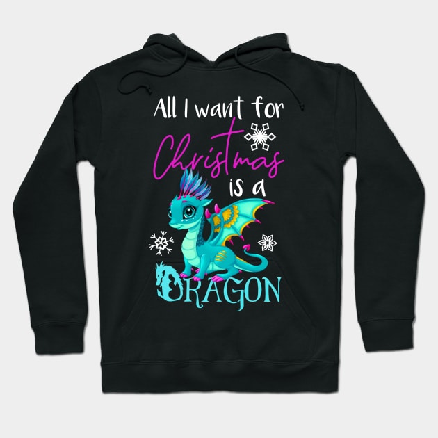 Cute Anime Christmas Dragon TShirt - All I Want For Christmas is a Dragon Hoodie by AmbersDesignsCo